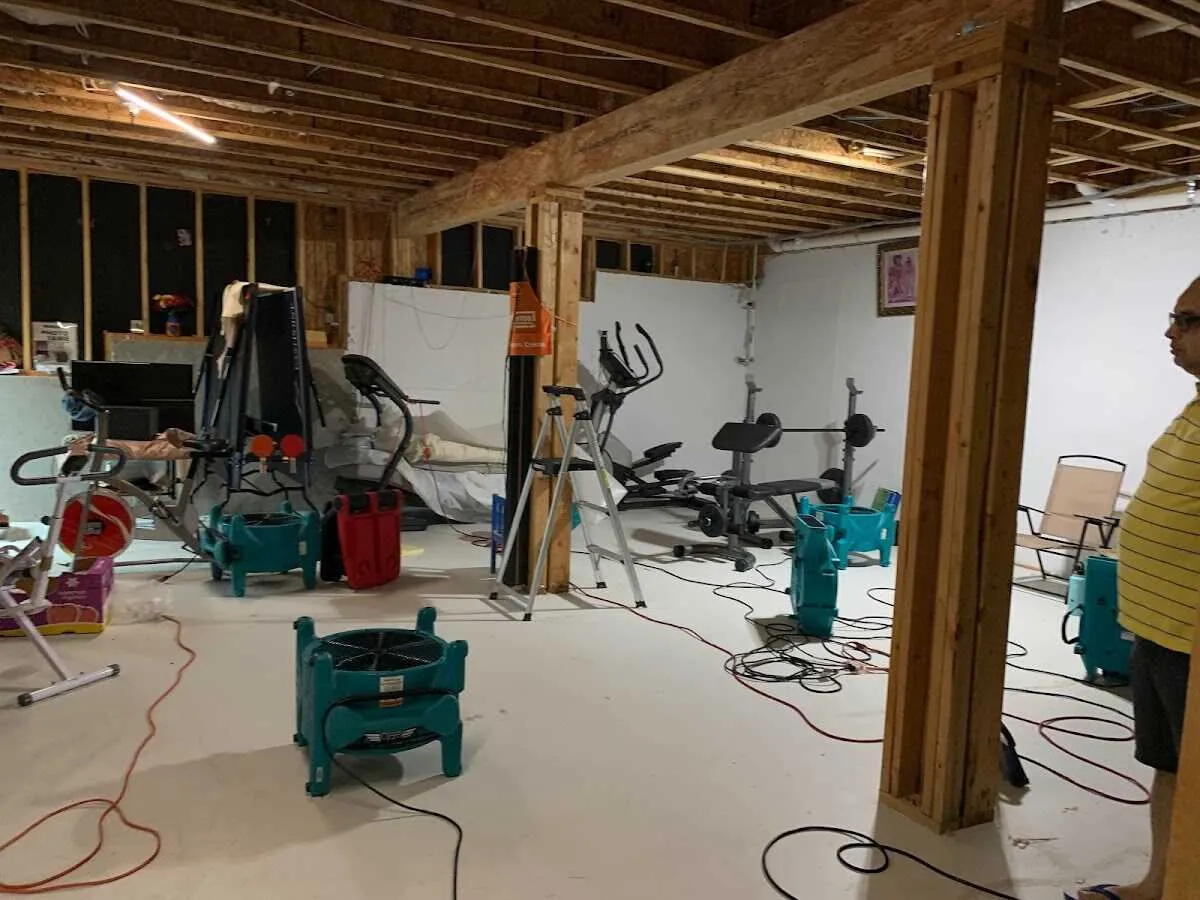 Basement drying equipment setup for Contents Cleaning & Restoration in Park City
